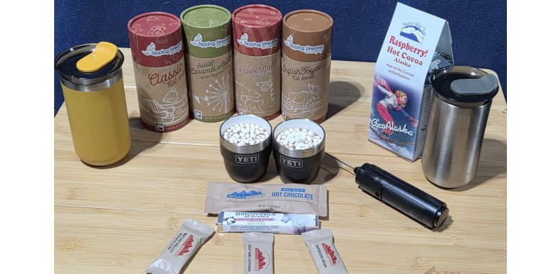 Auroralander hot cocoa kit add-on including insulated mugs and beverage supplies