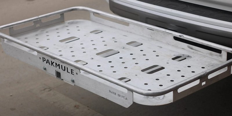 Pack Mule rear hitch cargo carrier mounted on Auroralander vehicle